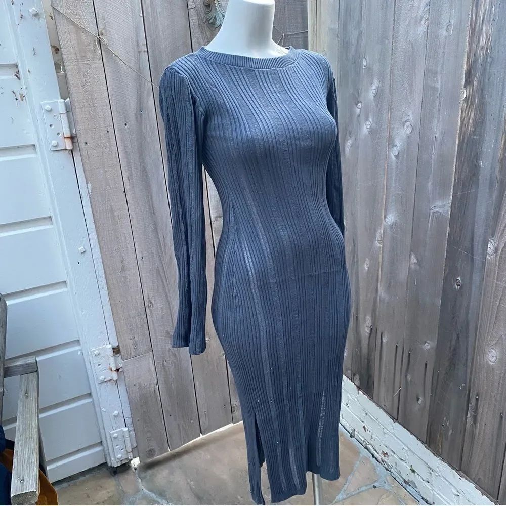 H&M Black Rib-Knit gray Bodycon Dress - Size XS